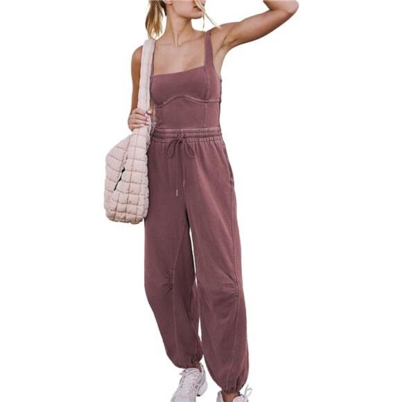 Women’s One Piece Overall Jumpsuits Sleeveless Athletic Onesie Adjustable